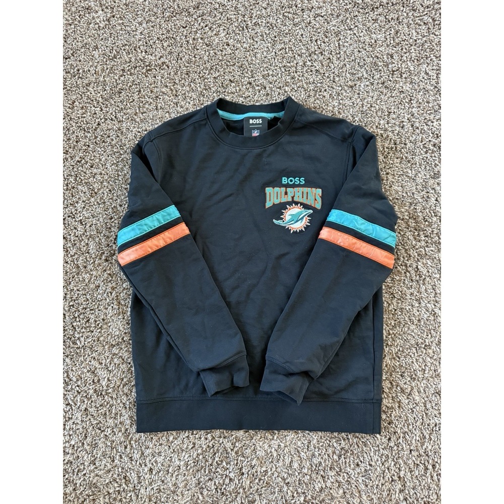 Hugo BOSS x NFL Miami Dolphins Long Sleeve Polo Shirt Teal NFL Logo Mens M